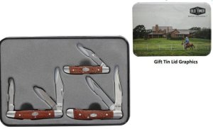 Old Timer 1259518 3-Pc Wood Folding Knife Combo Gift Tin